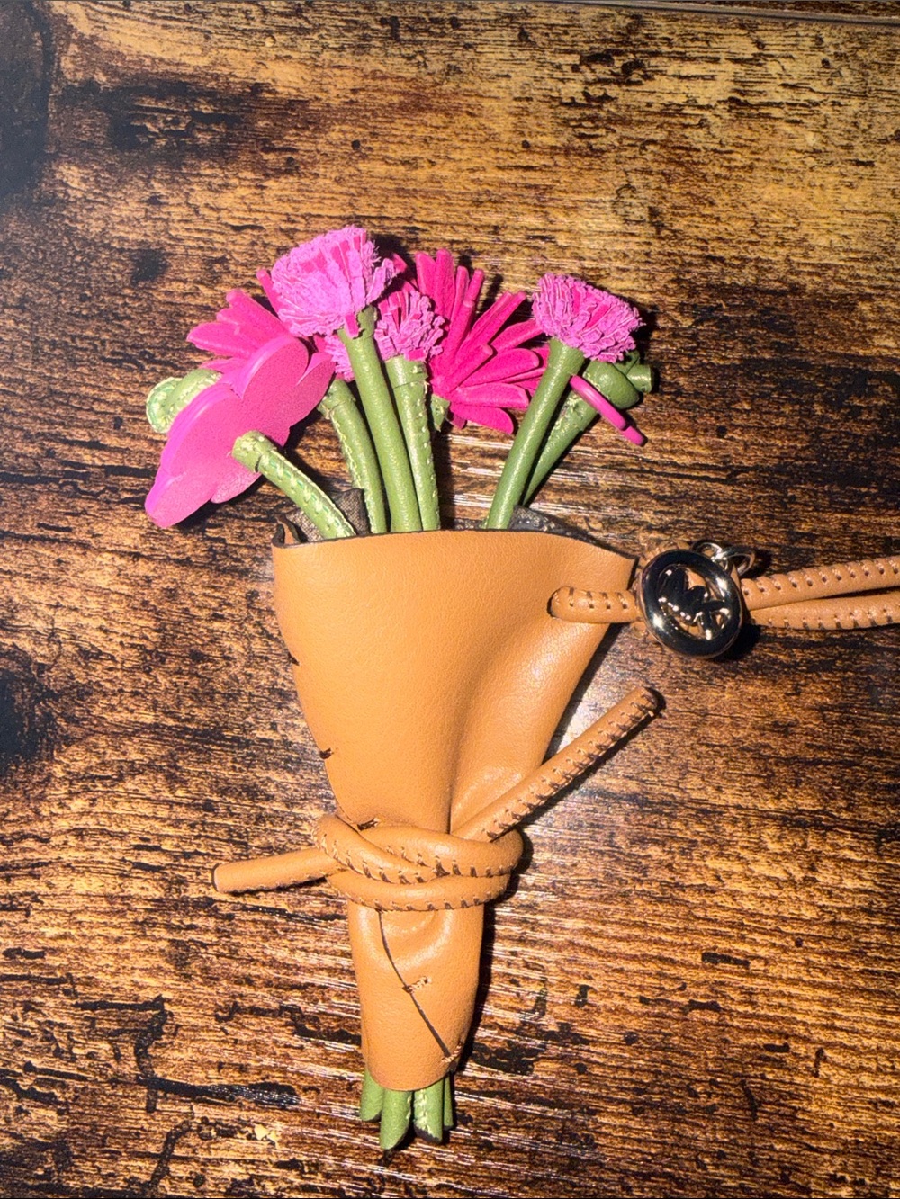 Michael Kors Rasberry Flower Bouquet Charm, Leather